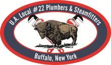 Logo for UA Local 22 Plumbers & Steamfitters union, located in Western New York